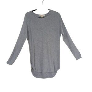 Michael Kors Sweater Womens Gray Long Sleeve Knit With Side Zipper Accents